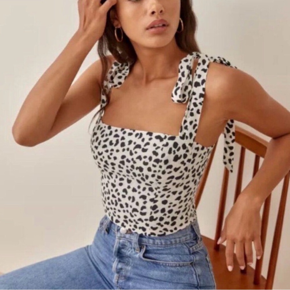 Reformation Black and White Patterned Tank Top